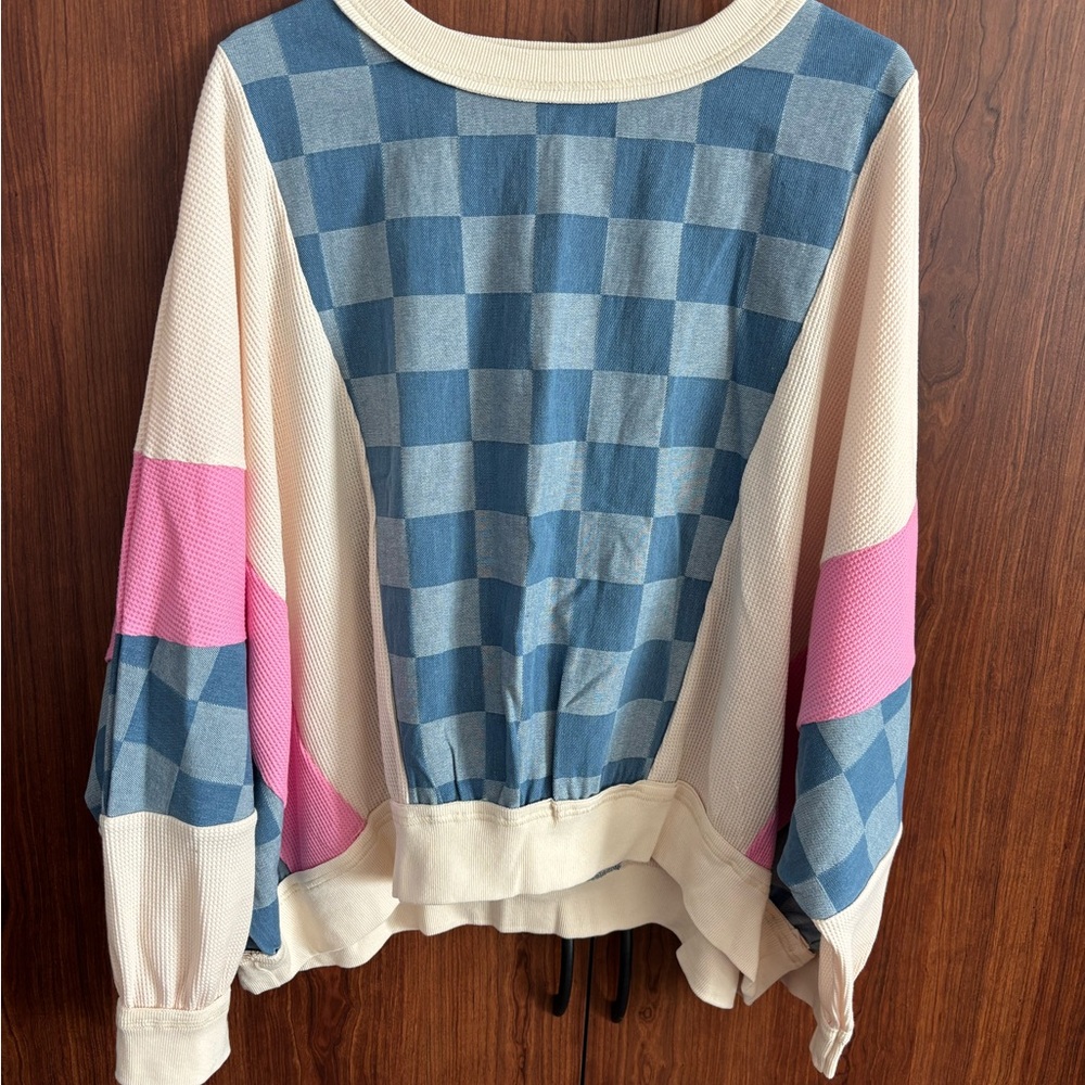 Blue and Pink Checkered Sweater